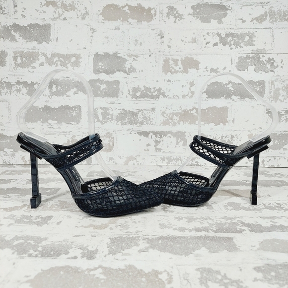 New Jessica Rich Ysabelle Black Fishnet Pointed Toe Pumps X330 - Picture 3 of 11